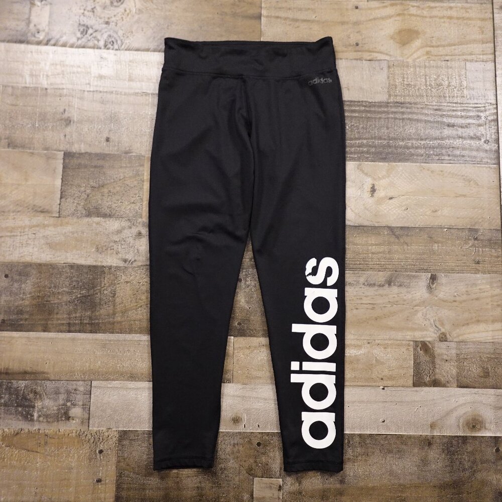Adidas Climalite Leggings‎ Women’s Large Black Athletic Logo Activewear